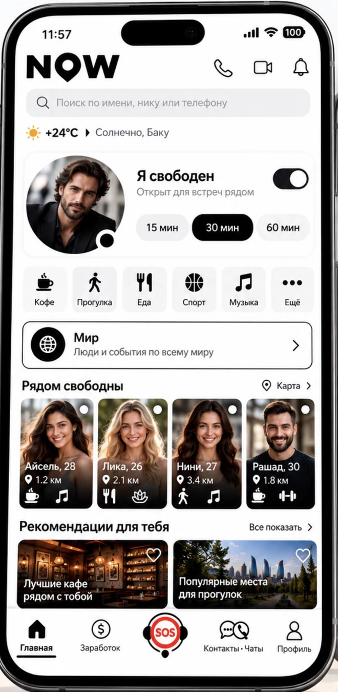 NOW Connect app screen